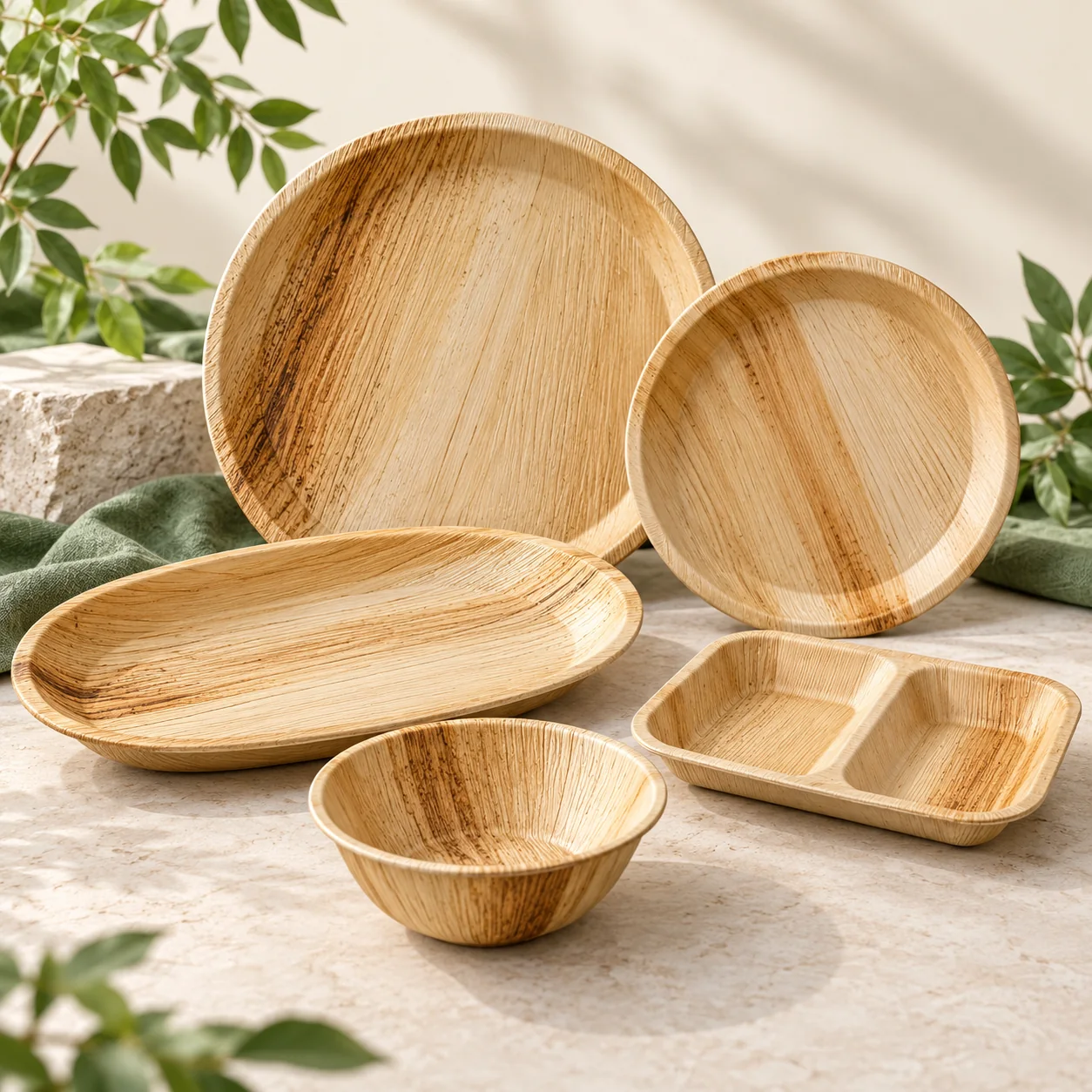 Representative areca leaf tableware